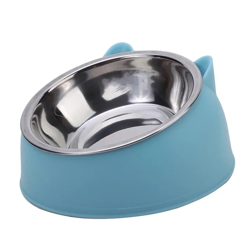 Stainless Steel Inclined Cat Bowl | Creative Kitten Puppy Food Feeding Bowls | Pet Dogs Cats Feeders