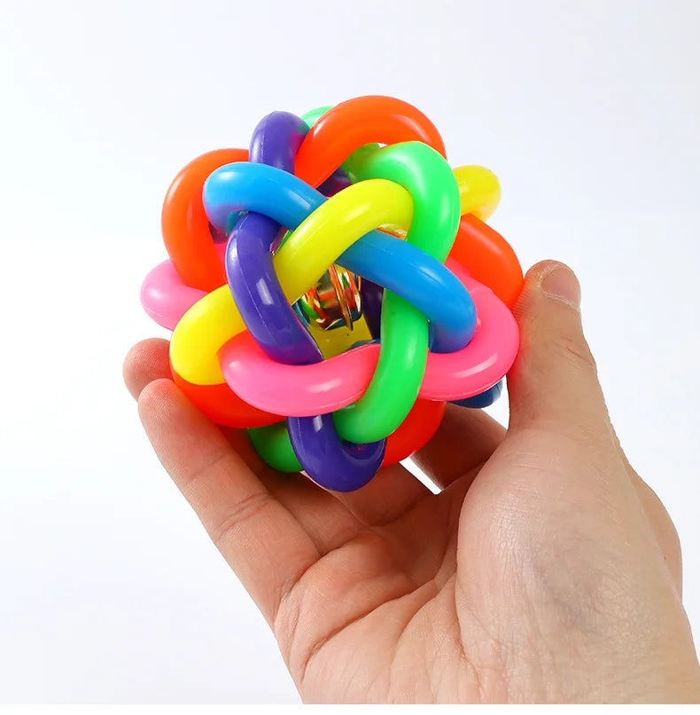 Colorful Bell Ball Dog Toy - Bite-Resistant Rubber Ball