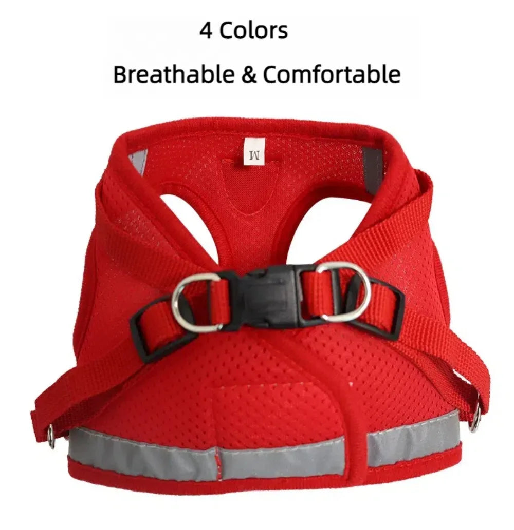 Cat Harness and Leash Set - Escape-Proof Reflective Mesh Vest