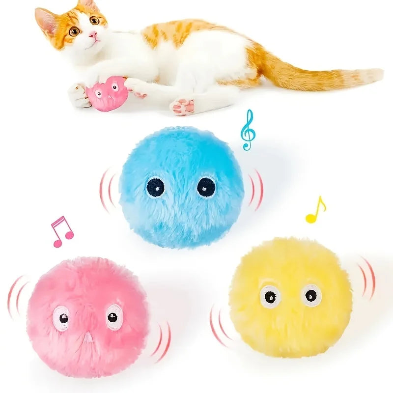 Interactive Cat Toy Ball with Chirping Sound - Plush Exercise Ball for Playtime