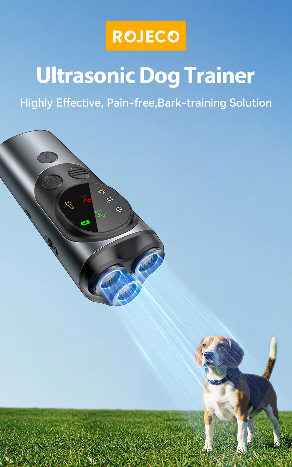 Ultrasonic Dog Training Device - Anti-Barking Trainer with LED Flashlight