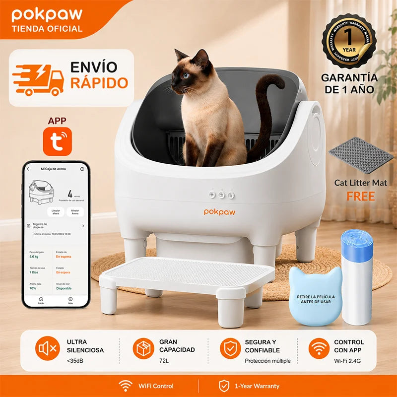 76L Large Automatic Self-Cleaning Cat Litter Box – Smart Open Sandbox