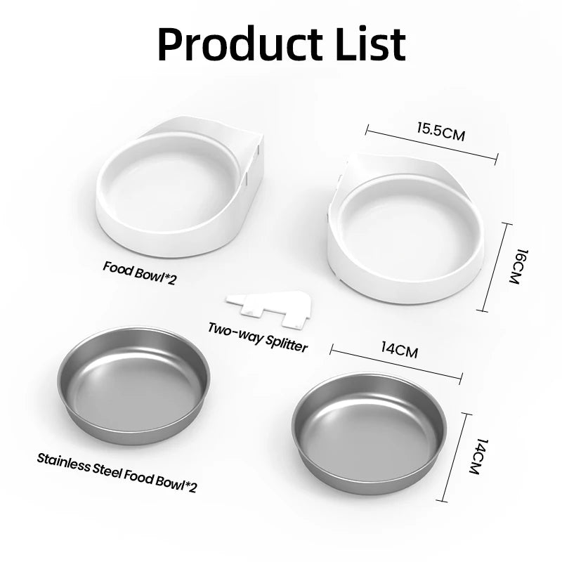 Stainless Steel Single & Double Bowl Accessories For 4L Automatic Pet Feeder Cat Food Dispenser Without Pet Feeder