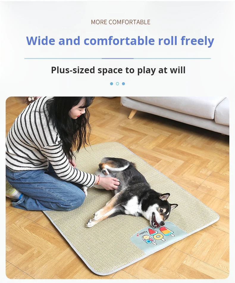 Summer Cooling Mat - Oversized Breathable Bamboo Rattan Pet Mat