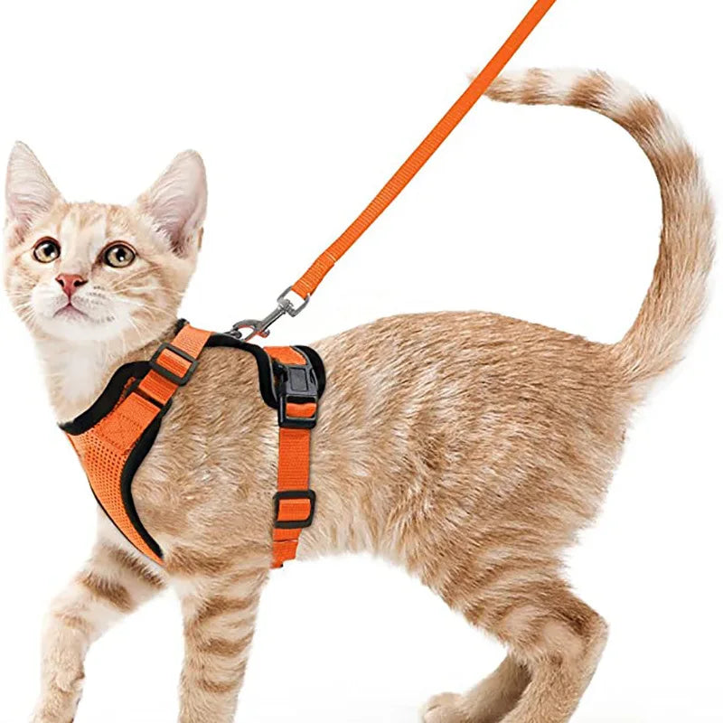 Escape-Proof Cat Harness and Leash Set - Adjustable Reflective Vest