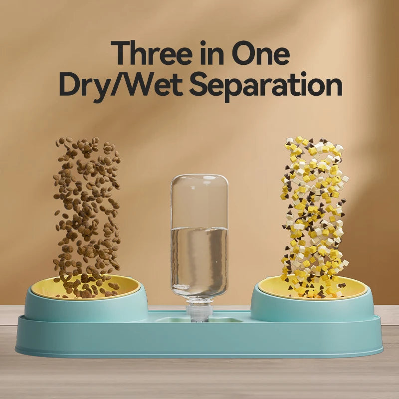 3-in-1 Pet Bowl Set with Automatic Water Dispenser and Dual Feeding System