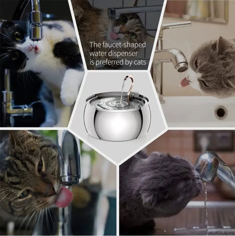 Pet Intelligent Water Dispenser Stainless Steel Fountain Automatic Circulation Cat Water Dispenser Mute Feeder 4L Swan Neck