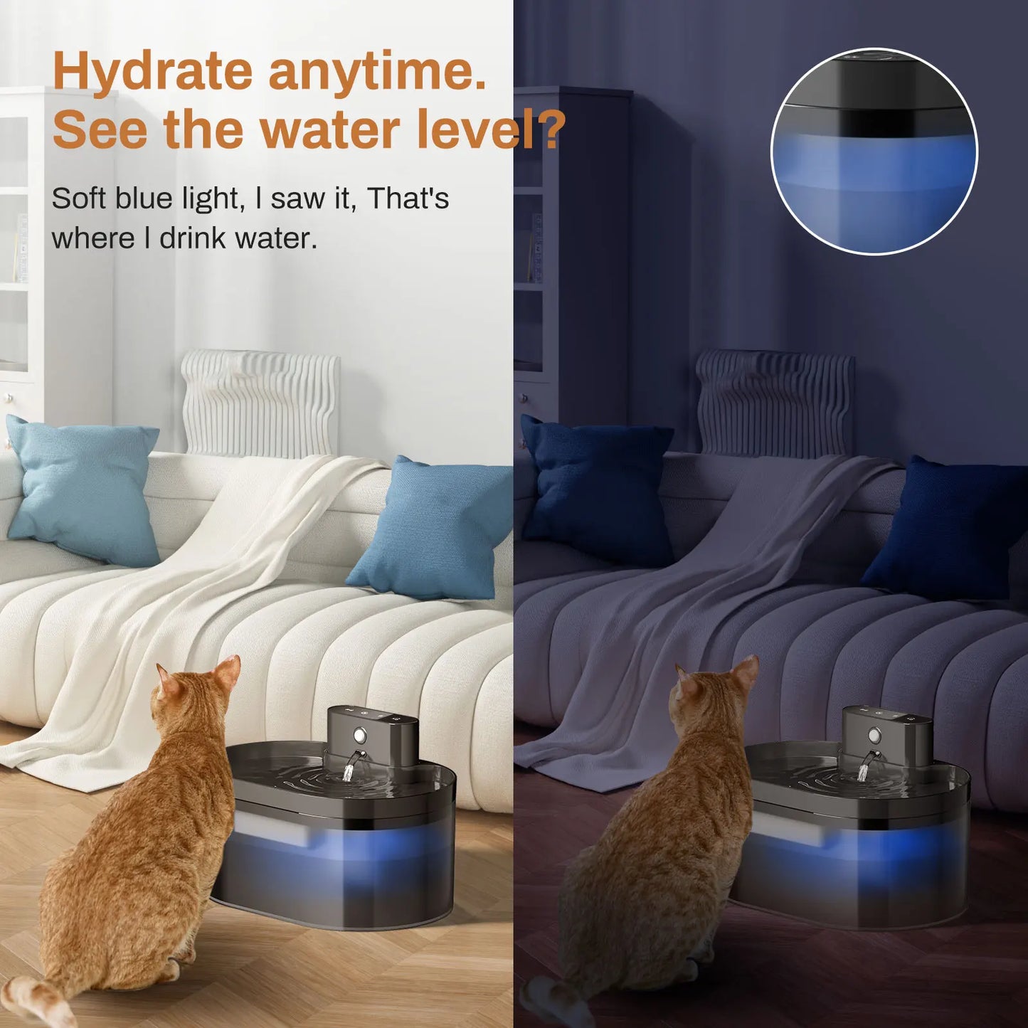 Silent Automatic Pet Water Fountain with Induction Charging - 2.2L Capacity