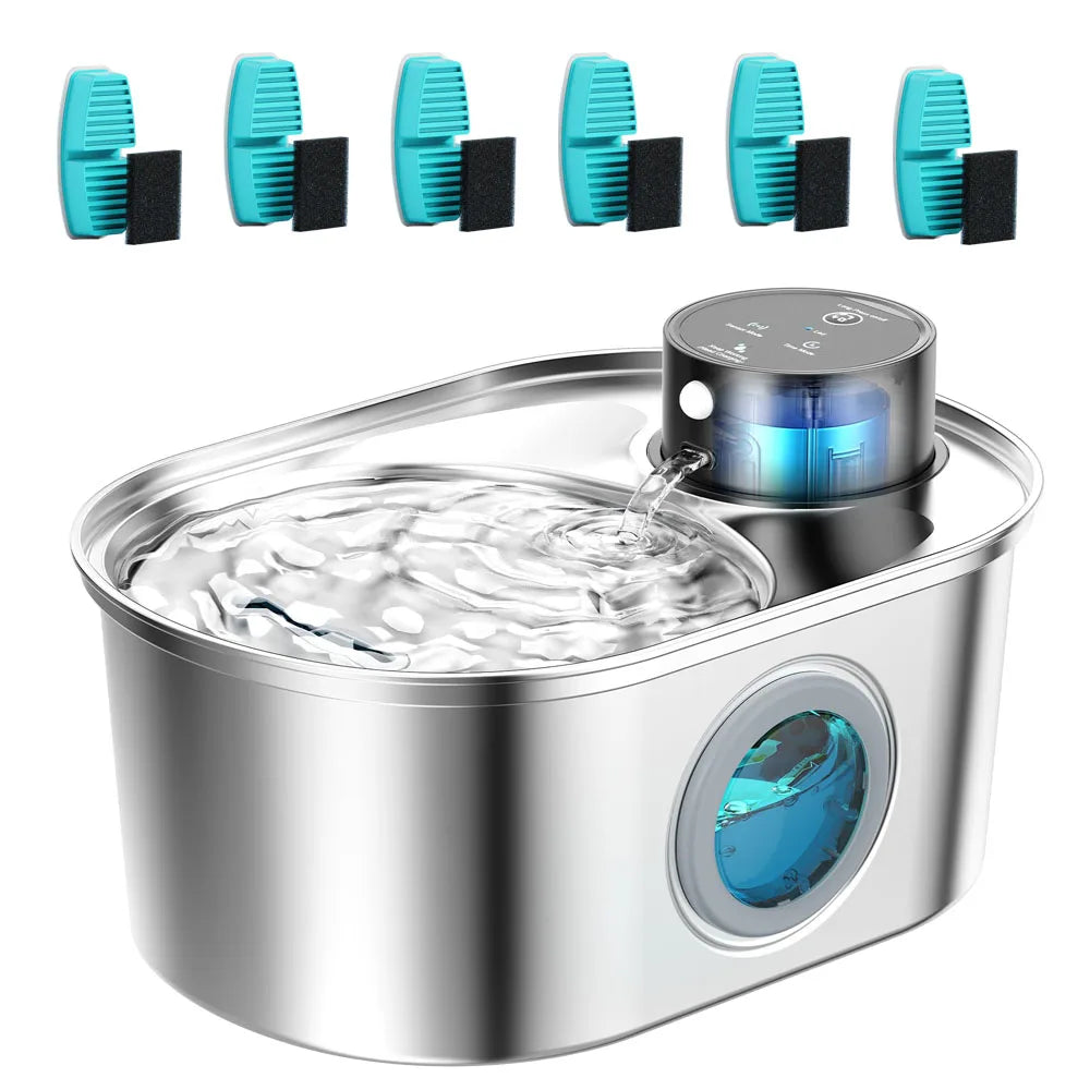 3.2L Wireless Motion Sensor Pet Water Fountain - Stainless Steel Rechargeable Automatic Dispenser