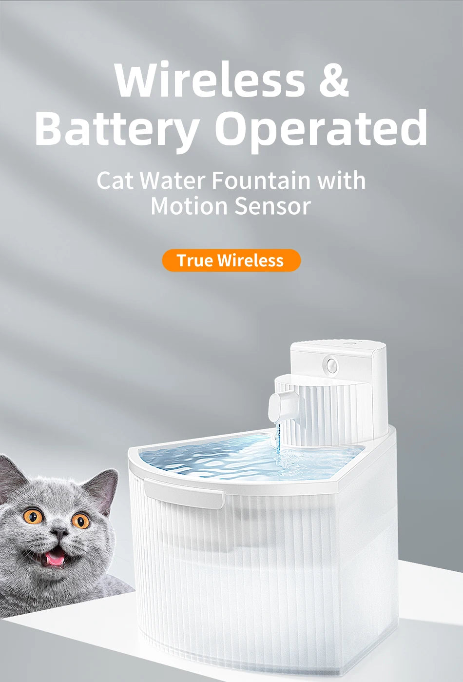 Wireless Smart Cat Water Fountain with Sensor Technology
