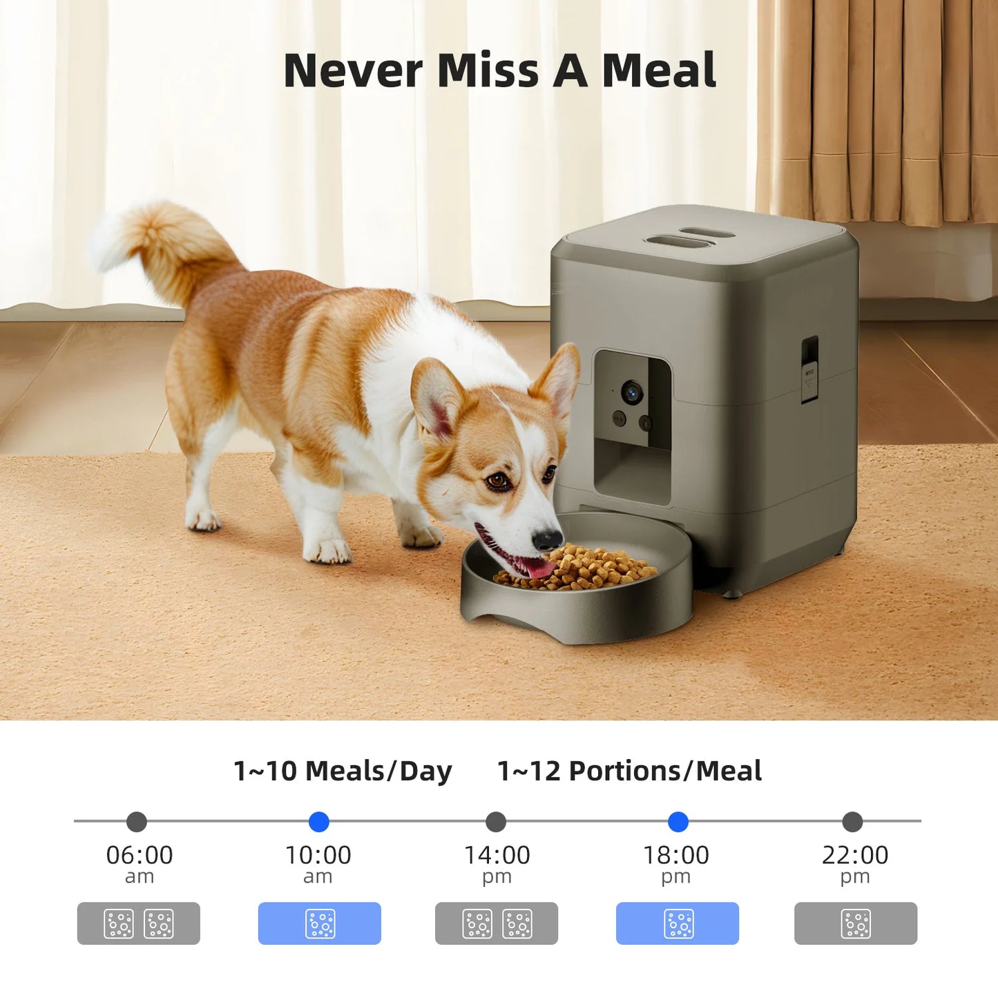 Smart Wi-Fi Pet Feeder with Camera - 2L Automatic Food Dispenser for Dogs & Cats