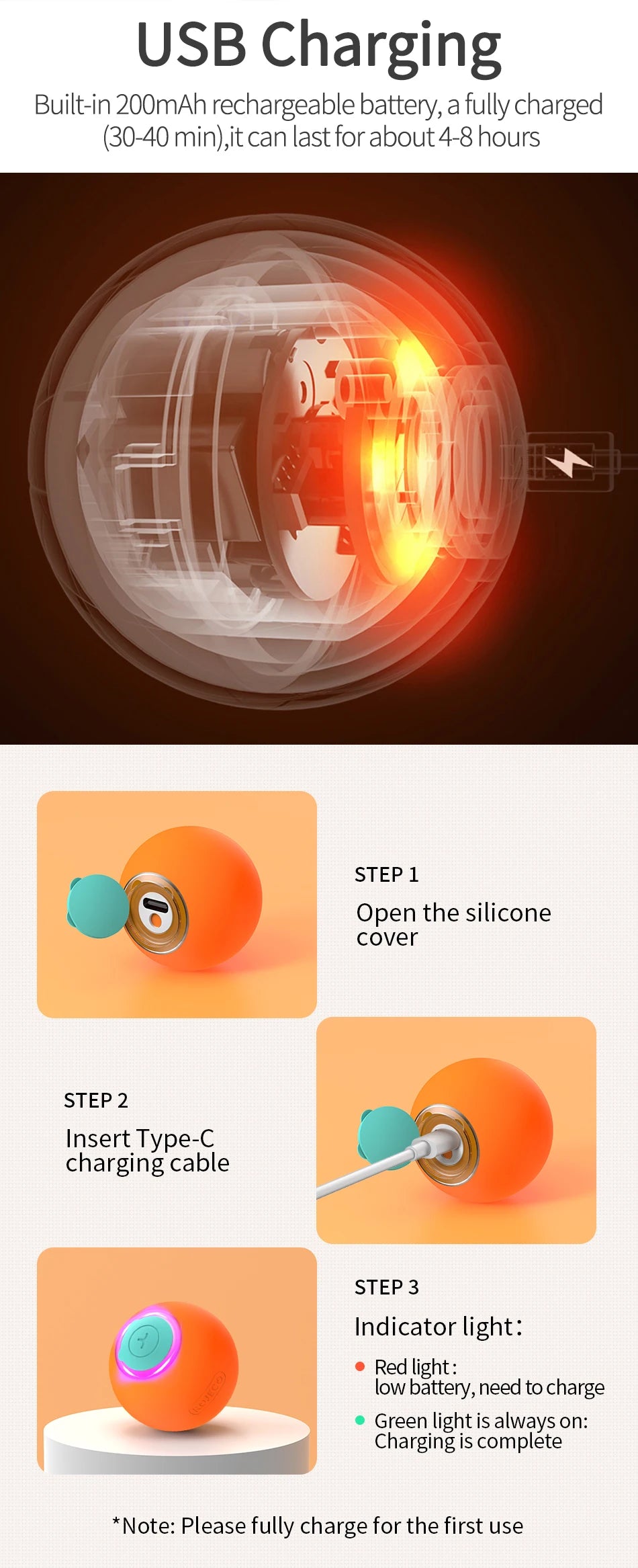 Smart Interactive Cat Ball - Automatic Rolling Electric Pet Toy