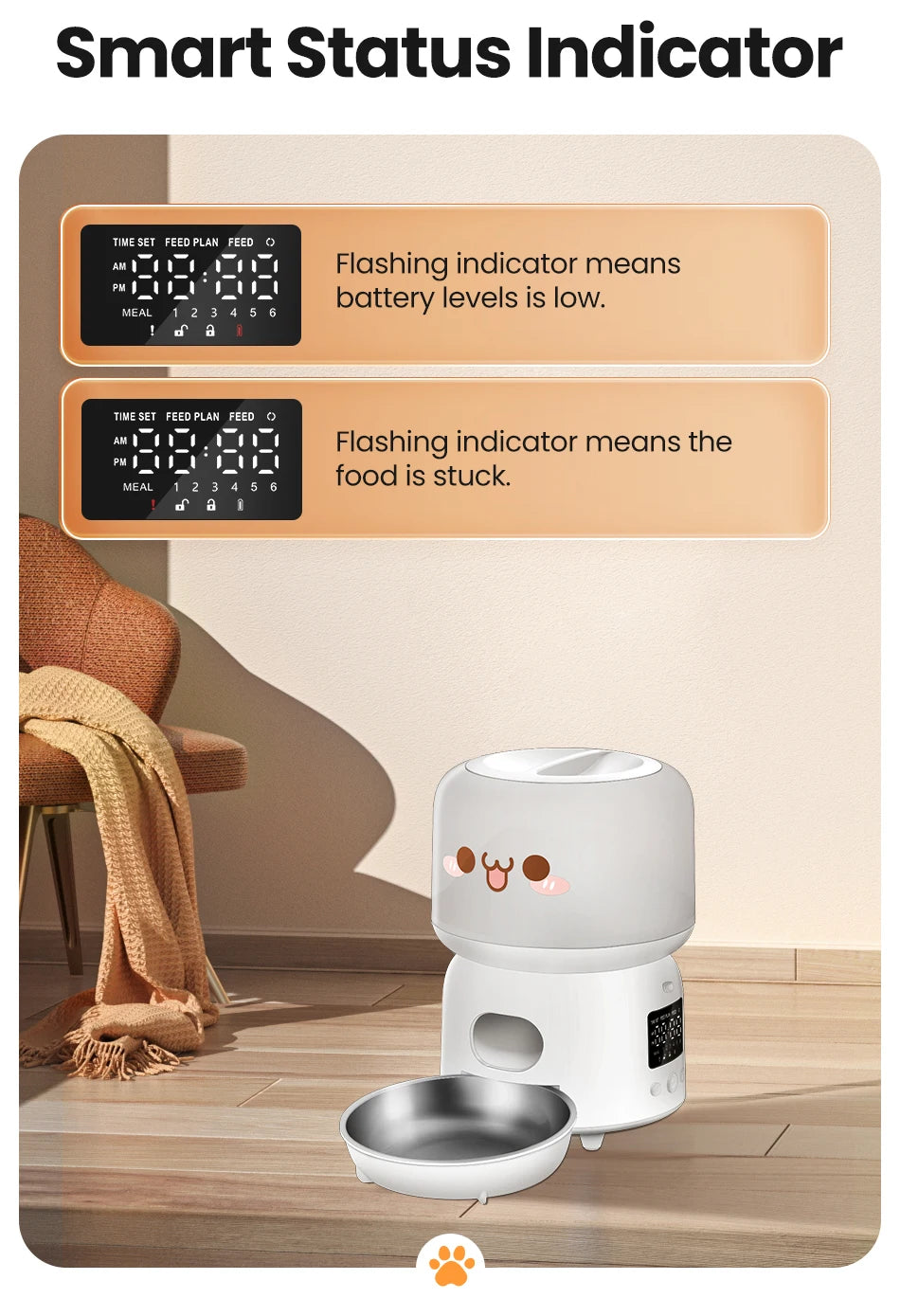 3L Smart WiFi Automatic Pet Feeder with Button Control and Remote Feeding