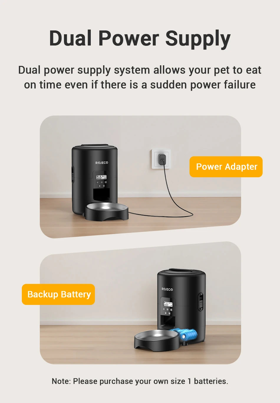 2L Automatic Pet Feeder - Smart Button Control Kibble Dispenser for Dogs & Cats