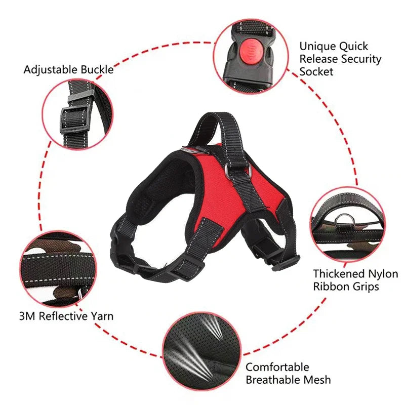 No-Pull Dog Harness - Reflective Waterproof Vest for All Sizes