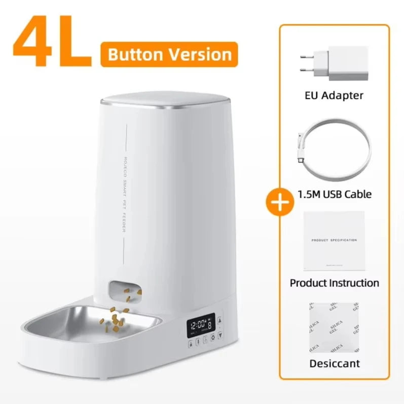 Automatic Dry Food Pet Feeder with Single or Double Bowls