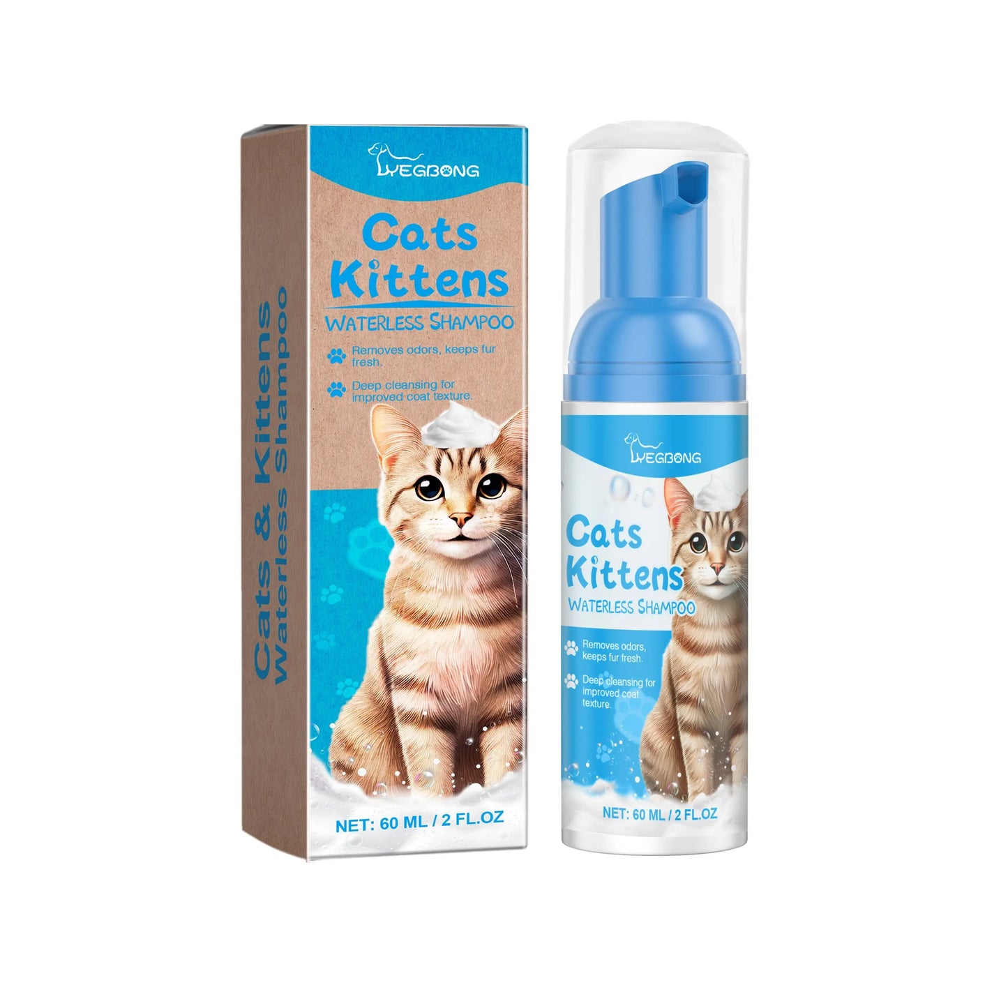 Waterless Cat Shampoo Mousse — Deodorising Foam for Smooth, Fresh-Smelling Fur