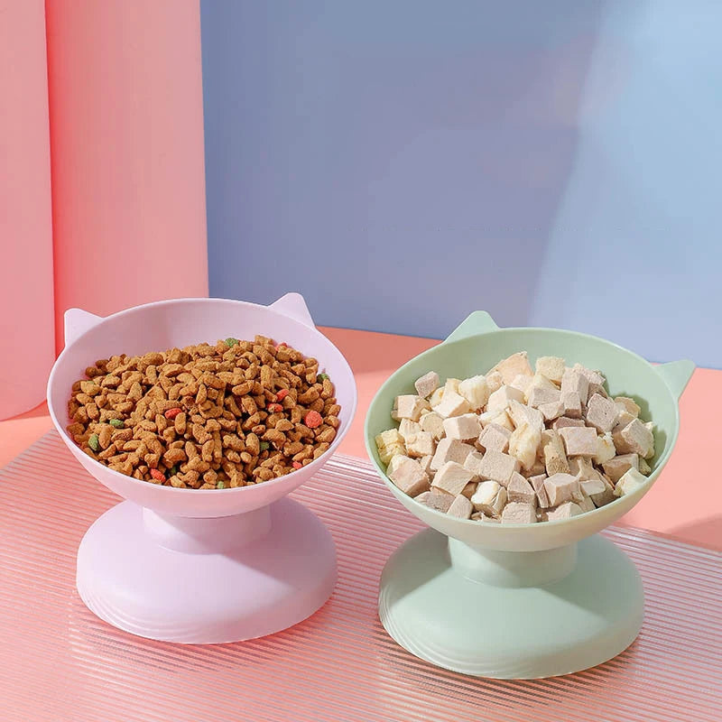 Tilted Pet Food Bowl with Neck Protector - Anti-Choking Design