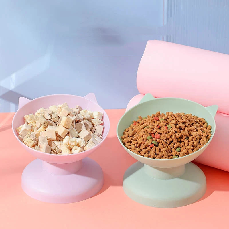 Tilted Pet Food Bowl with Neck Protector - Anti-Choking Design