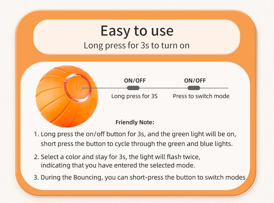 Smart Automatic Bouncing Cat Ball - Interactive LED Self-Moving Pet Toy