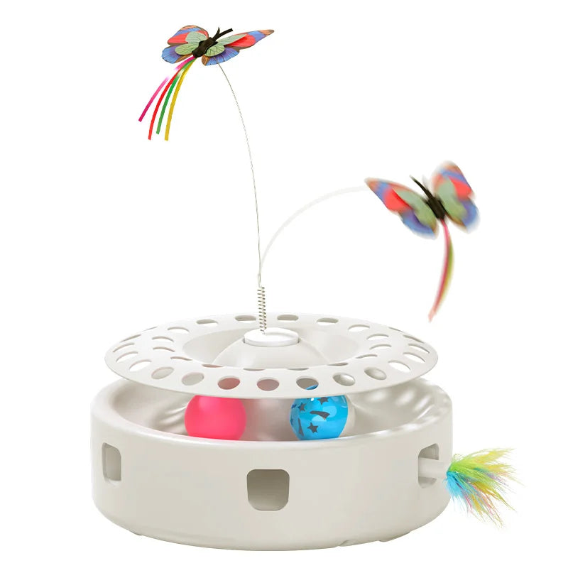 3-in-1 Automatic Cat Toy - Wireless Interactive Feather Wand with Track Ball & Teasing Stick