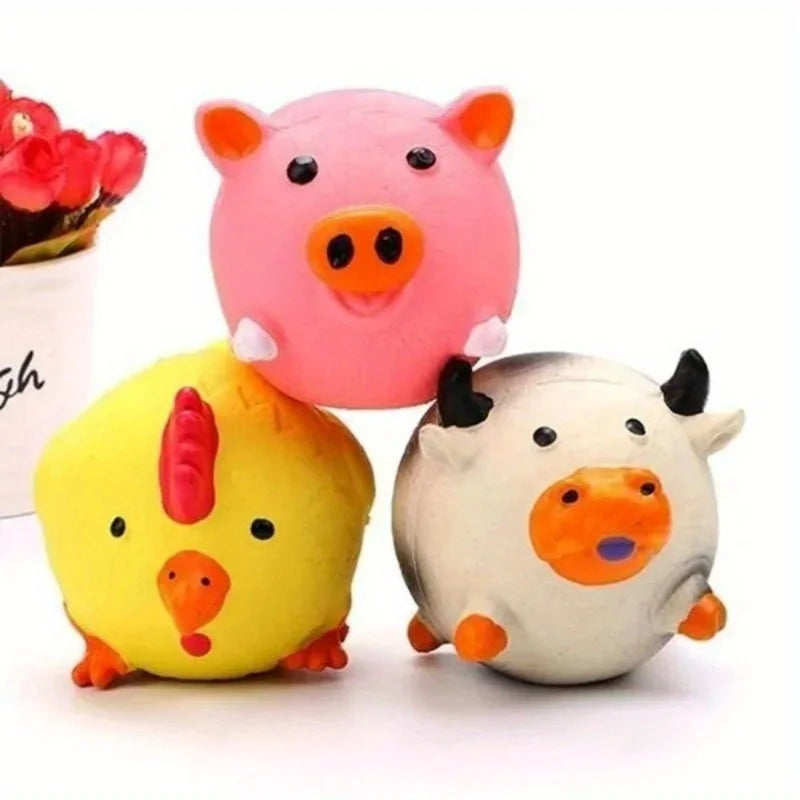 Durable Animal Design Squeaky Chew Toys - Dental Health Toys for Dogs