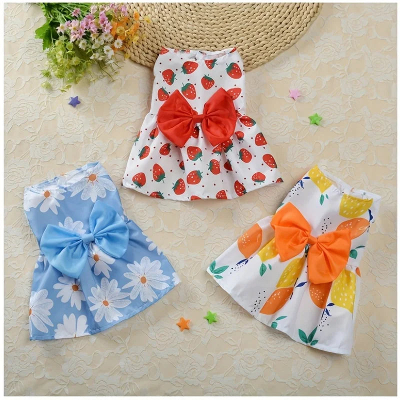 Floral Pet Dress - Soft Sleeveless Outfit for Cats and Small Dogs