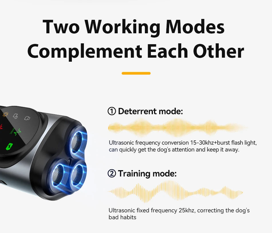 Ultrasonic Dog Training Device - Anti-Barking Trainer with LED Flashlight