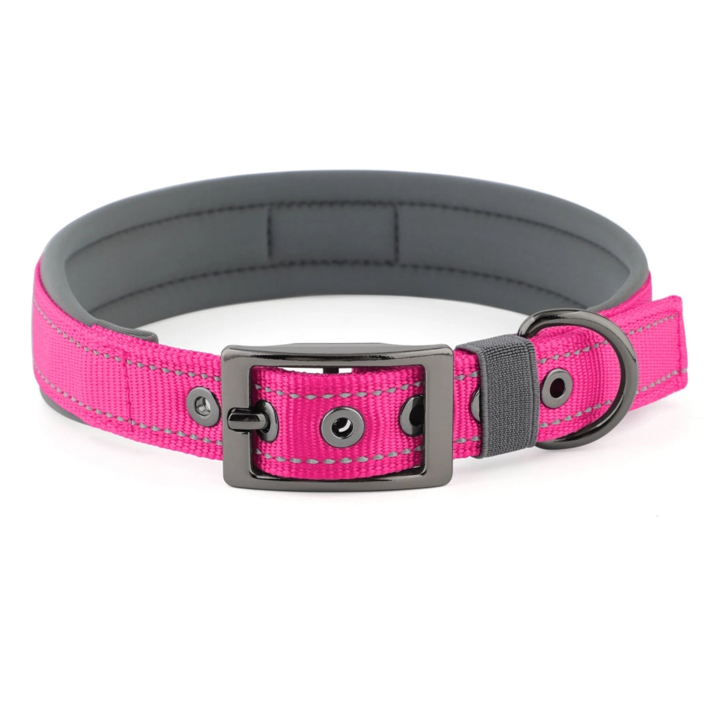 Neoprene Padded Reflective Dog Collar with Metal Buckle