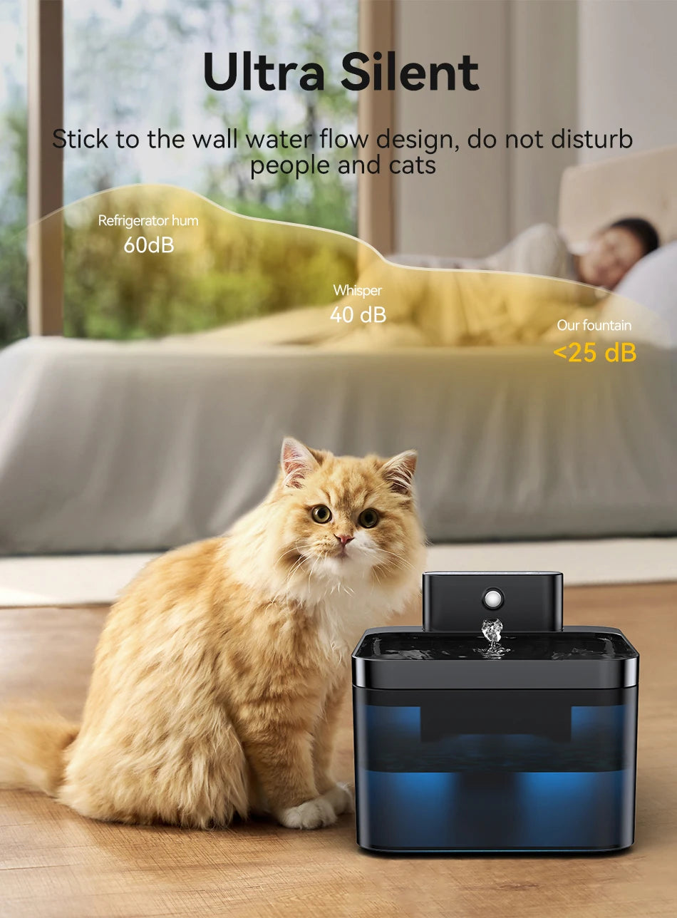 Smart Pet Water Fountain 2.2L - Wireless Automatic Dispenser with Infrared Sensor