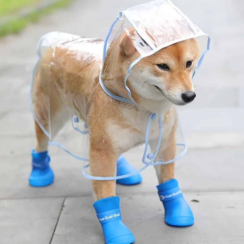 Clear Transparent Pet Raincoat with Hood - Waterproof Poncho for Small Dogs & Cats