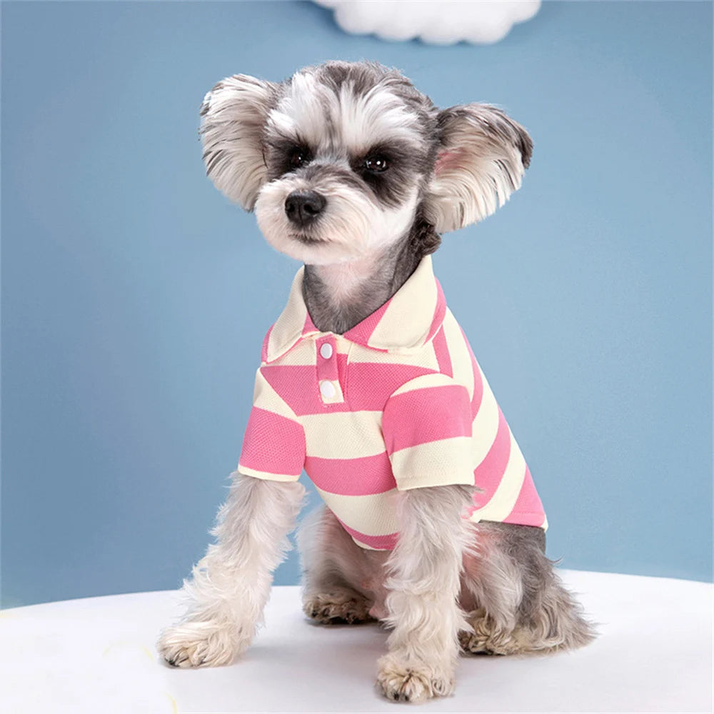 Striped Polo Shirt for Cats & Small Dogs