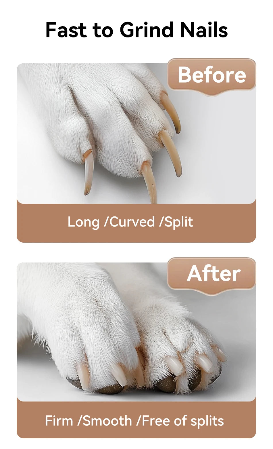 Electric Pet Nail Grinder with LED Light - Rechargeable Dog Cat Claw Trimmer