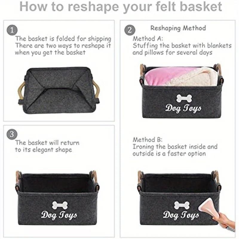 Felt Pet Storage Box - Organizer for Toys, Blankets and Accessories