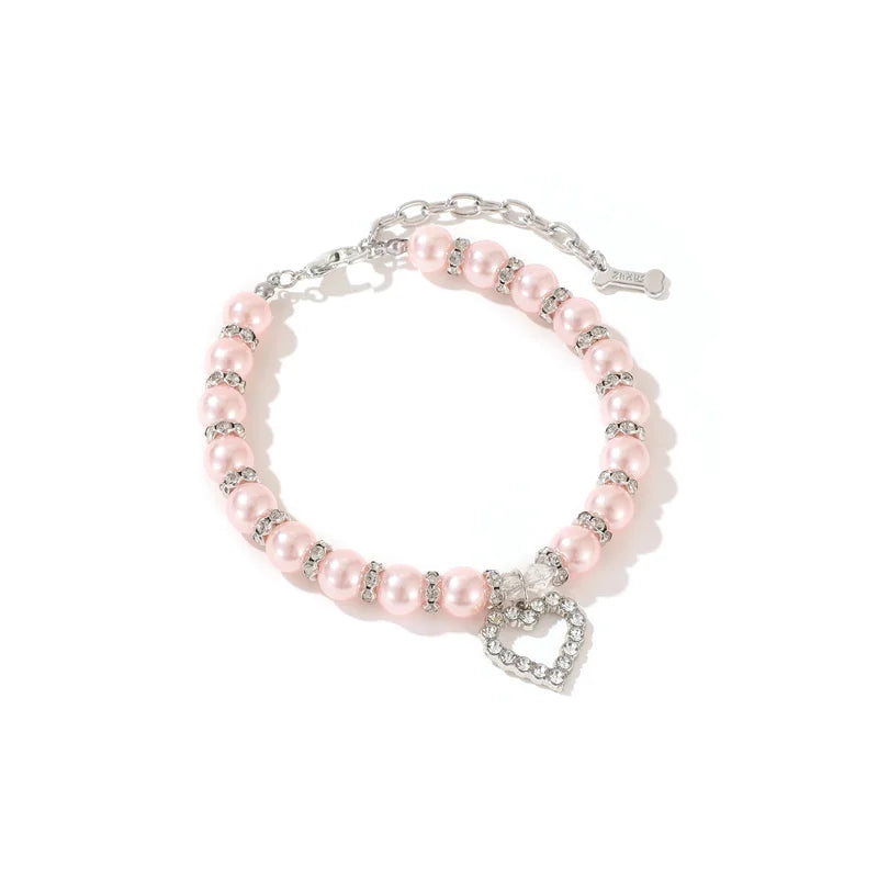 Luxury Pearl Pendant Puppy Dog Necklace Collar for Small Dogs Cats Chihuahua Pomeranian Teddy Bling Rhinestones Pet Accessories
