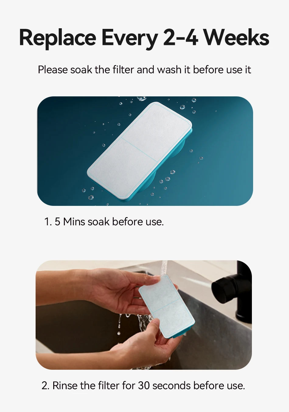 Cat Fountain Filter Replacement - 3.2L Stainless Steel Wireless Fountain Compatible Filters