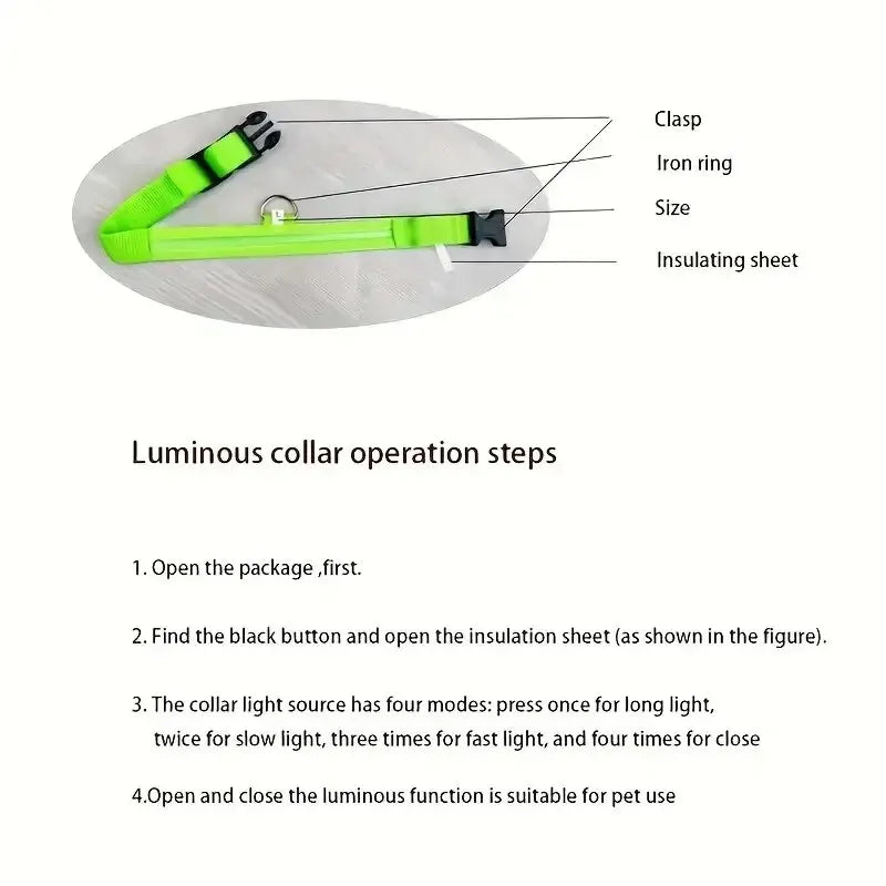 Nylon LED Night Safety Flashing Glow in the Dark Dog Leash - Luminous Fluorescent Pet Dog Collar