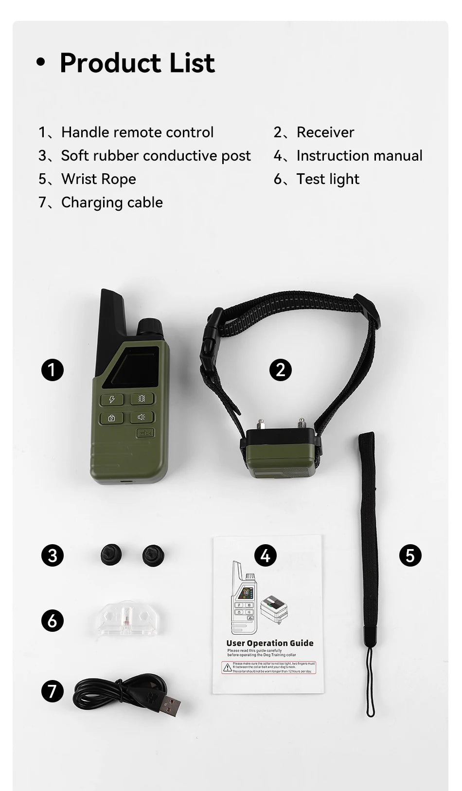 Remote Dog Training Collar - Rechargeable Bark Control System with Multiple Training Modes