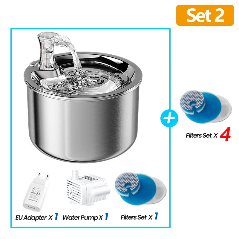 Premium Stainless Steel Cat Water Fountain with Smart Motion Sensor