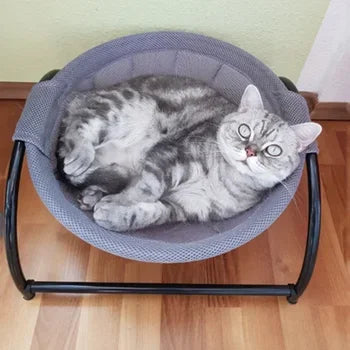 Elevated Pet Hammock Bed - Free-Standing Metal Frame with Breathable Fabric