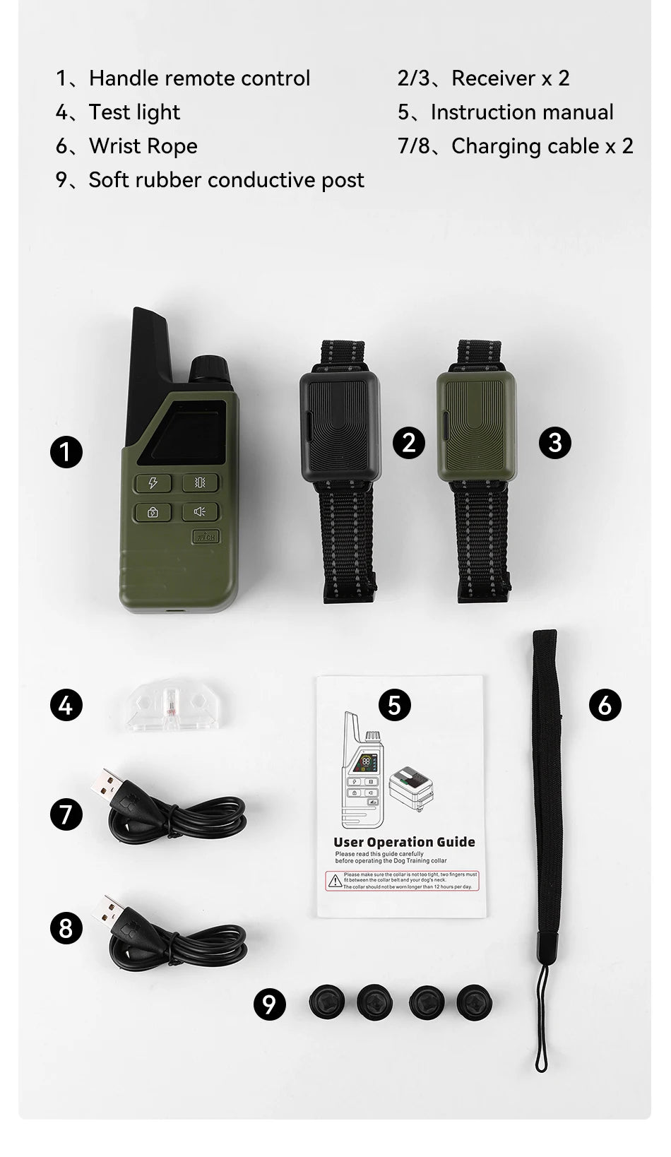 Remote Dog Training Collar - Rechargeable Bark Control System with Multiple Training Modes