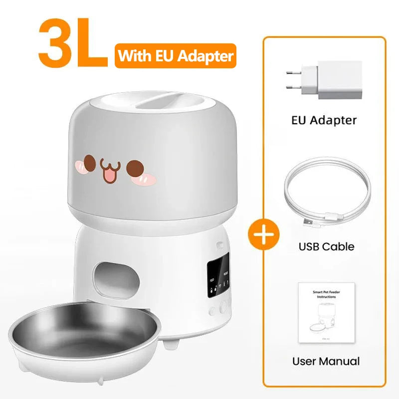3L Smart WiFi Automatic Pet Feeder with Button Control and Remote Feeding