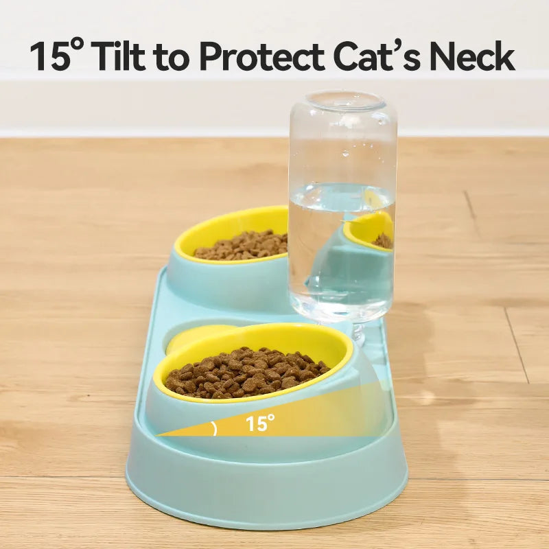 3-in-1 Pet Bowl Set with Automatic Water Dispenser and Dual Feeding System