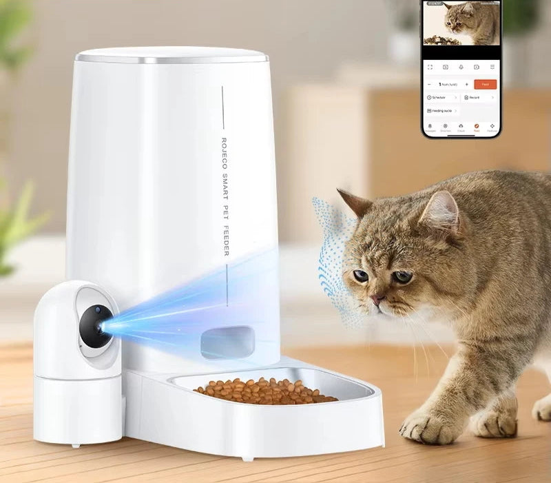 4L Automatic Pet Feeder with 360° Rotating Camera and WiFi Control