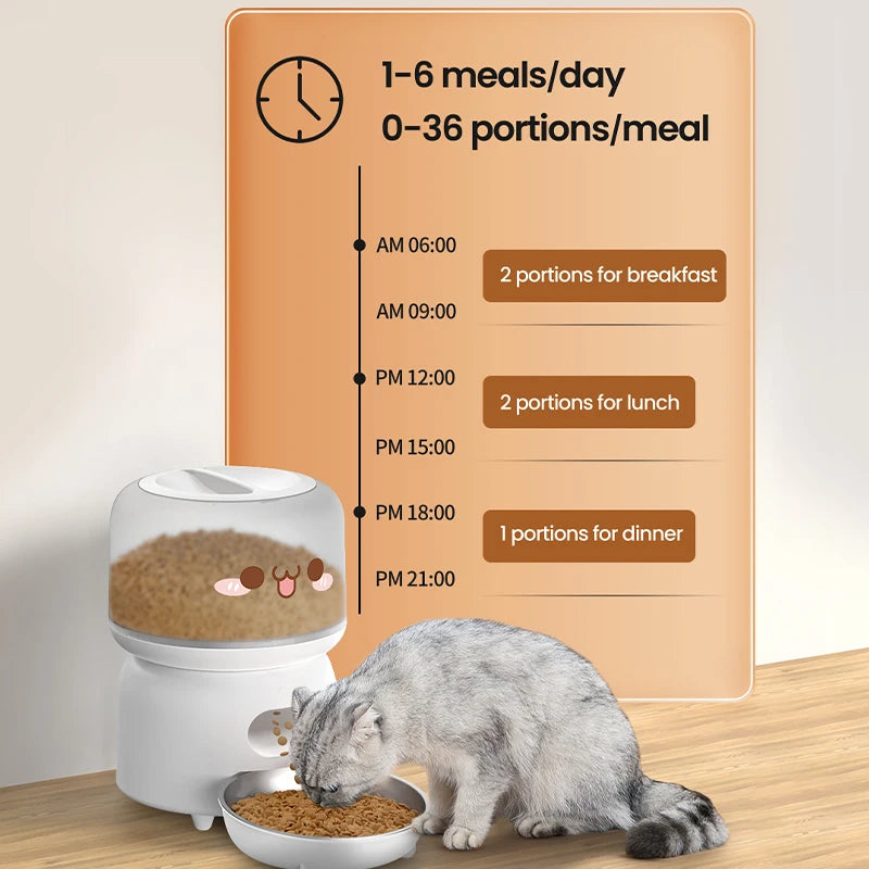 3L Smart WiFi Automatic Pet Feeder with Button Control and Remote Feeding