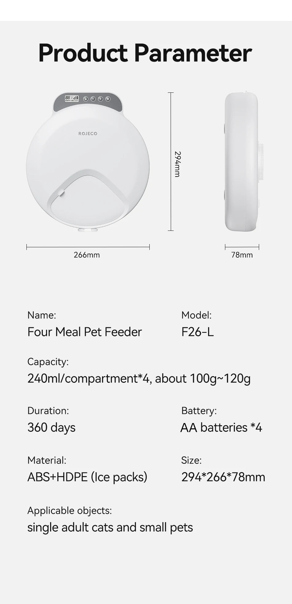 Distributeur Automatique de Croquettes 4 Repas - Distributeur Intelligent Nourriture Sèche et Humide pour Chats et Chiens