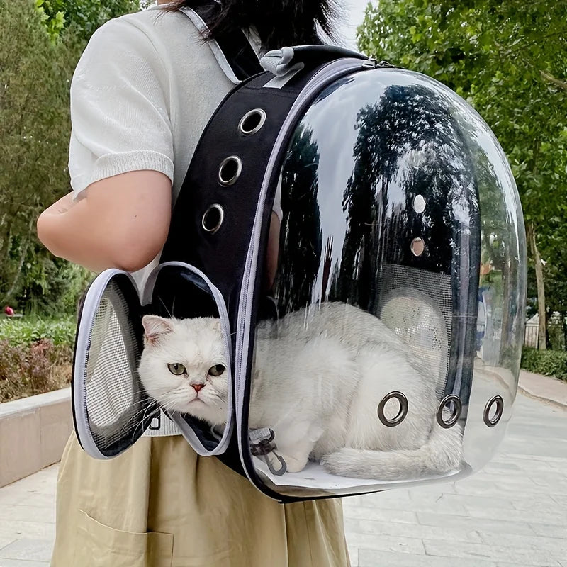 Space Capsule Cat Backpack - Transparent Pet Carrier with Ventilation