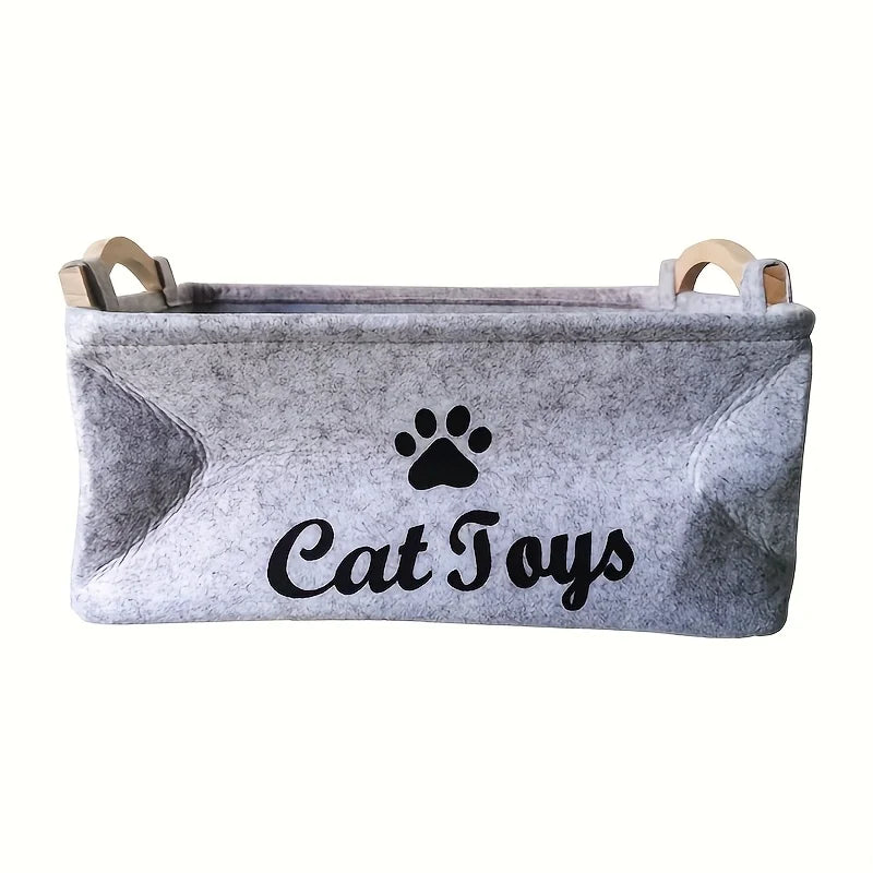 Felt Pet Toy Storage Basket - Stylish Organizer with Letter Print for Home Organization