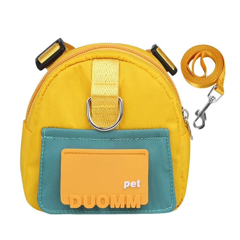 Adjustable Dog Harness with Snack Bag Backpack