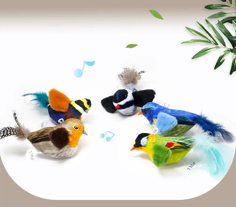 Interactive Bird Sound Cat Toy - Plush Hanging Teaser with Realistic Calls